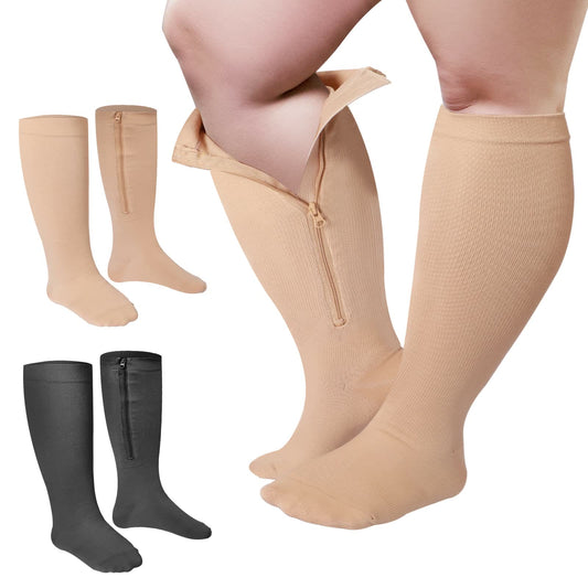 Plus Size Zipper Compression Socks(2 Pairs)