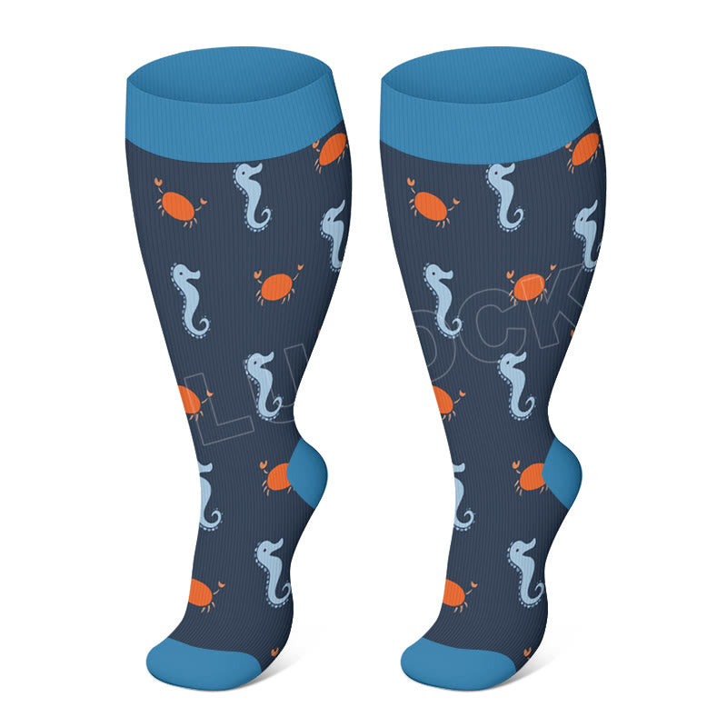 Free Today: Plus Size Whale Starfish Seahorse Compression Socks