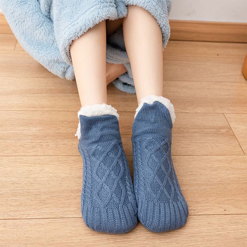 Plus Size Lamb Wool Warm Indoor Slipper Socks(2 Pairs)