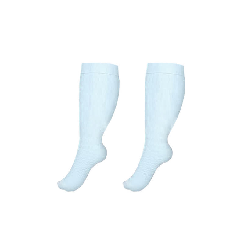 Plus Size Solid Color Compression Socks(3 Pairs)