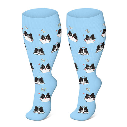 Plus Size Cute Corgi Compression Socks(3 Pairs)