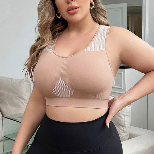 Plus Size Solid Color Breathable Sports Bras