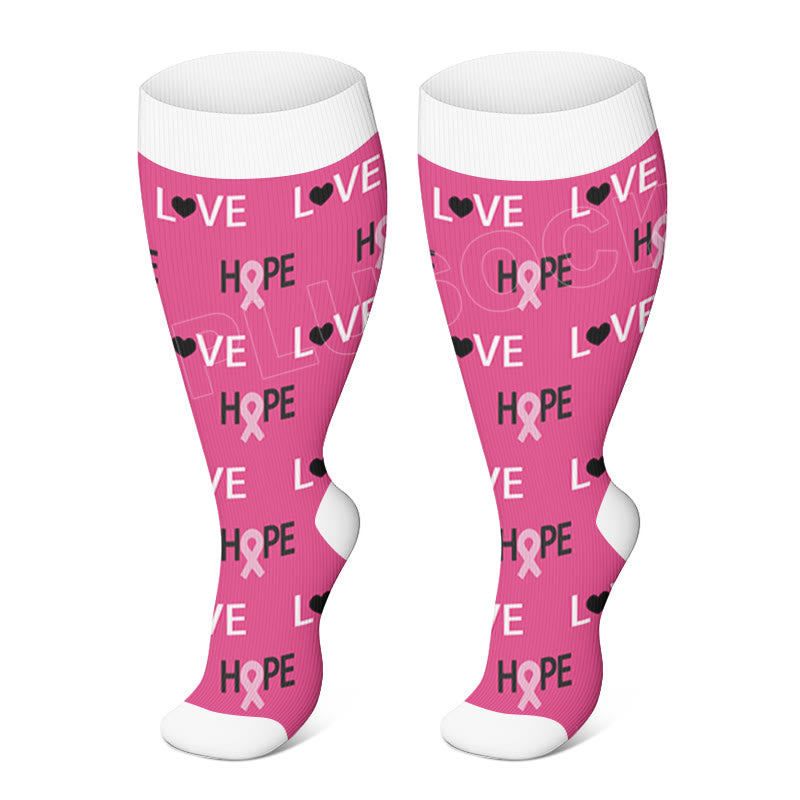 Plus Size Breast Cancer Logo Compression Socks