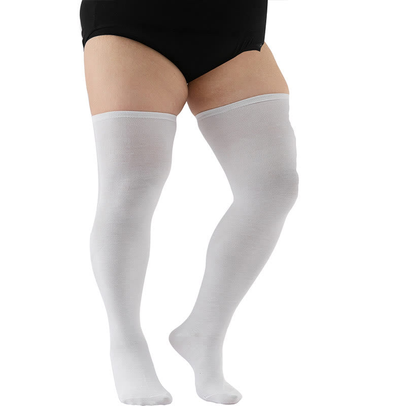 Plus Size Solid Color Thigh High Knee Socks(2 Pairs)