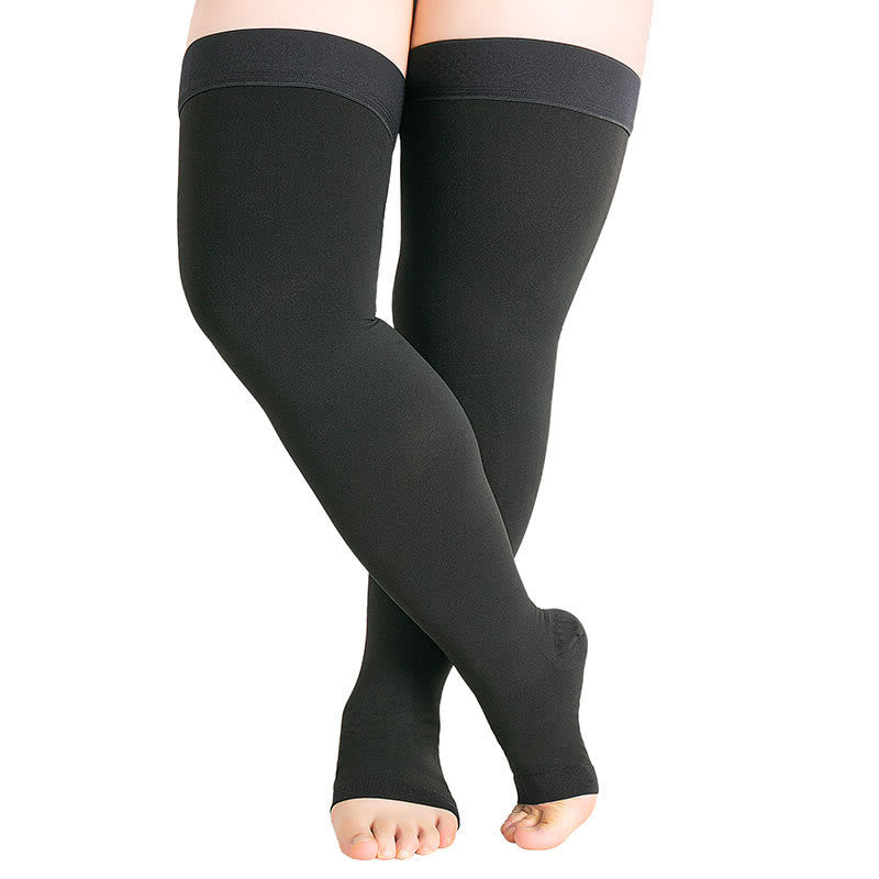 Plus Size Thigh High Open Toe Medical Compression Socks