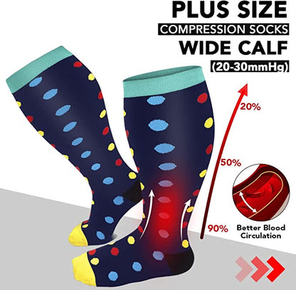 2XL-7XL Dot Pattern Plus Size Compression Socks(3 Pairs)