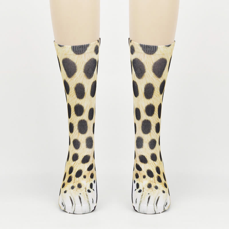 Plus Size Polar Bear Fox Leopard Paws Quarter Socks(3 Pairs)