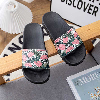 Plus Size Pink Leaves Slides(2 Pairs)