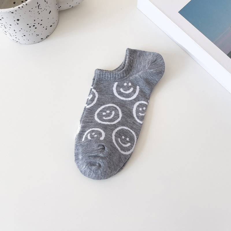 Plus Size Smiley Face No Show Socks(10 Pairs)