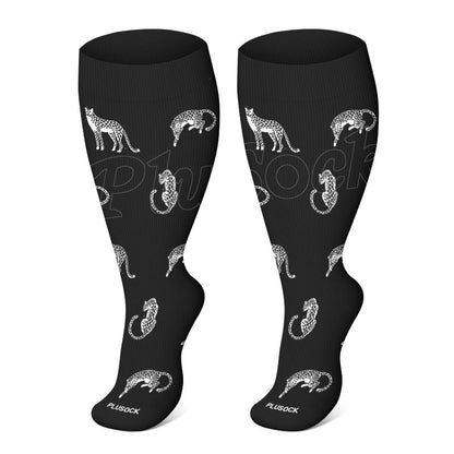Plus Size Zebra Tiger Leopard Compression Socks(3 Pairs)