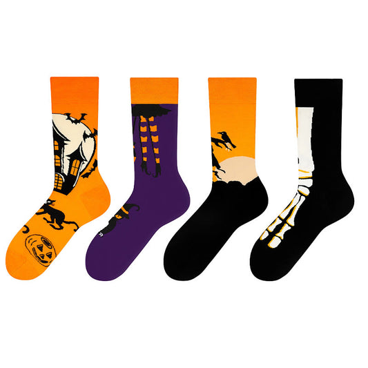 Plus Size New Halloween Crew Socks(4 Pairs)