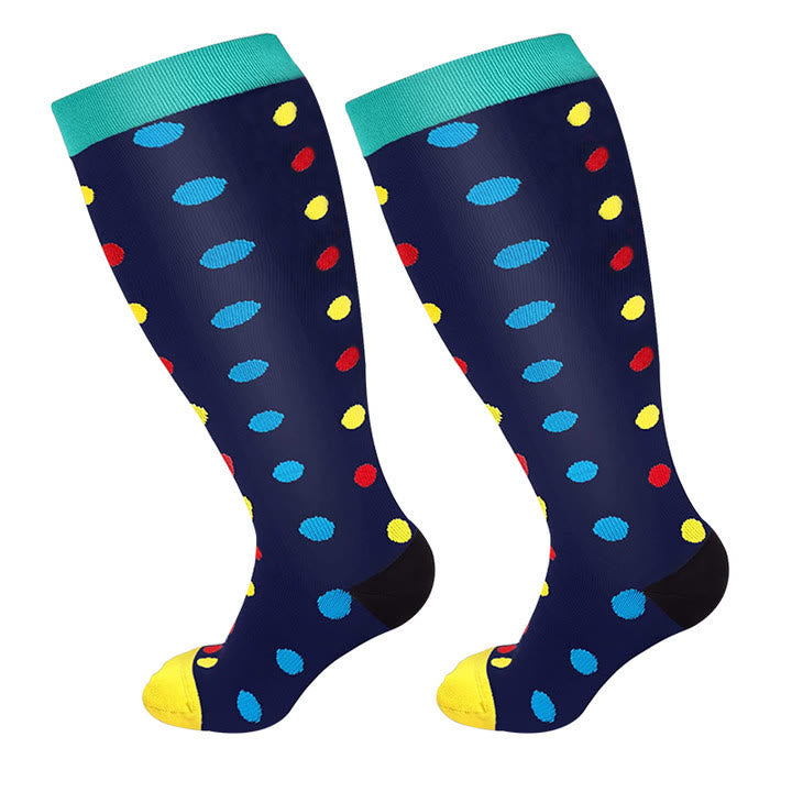 2XL-7XL Dot Pattern Plus Size Compression Socks(3 Pairs)