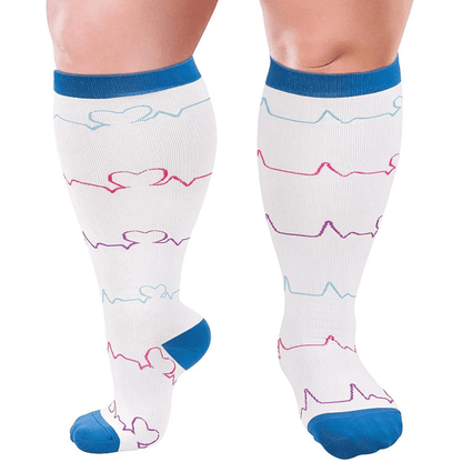 Electrocardiogram Pattern Plus Size Compression Socks(3 Pairs)