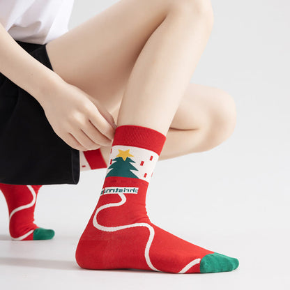 Christmas Lovely Pattern Crew Socks(5 Pairs)