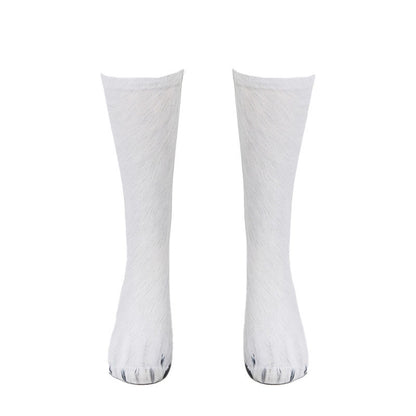 Plus Size Polar Bear Fox Leopard Paws Quarter Socks(3 Pairs)