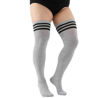 Plus Size Thick Stripes Thigh High Knee Socks