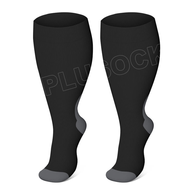 2XL-4XL Plus Size Black Pink Compression Socks