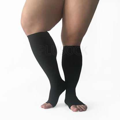 Plus Size Compression Socks Wide Calf Open Toe