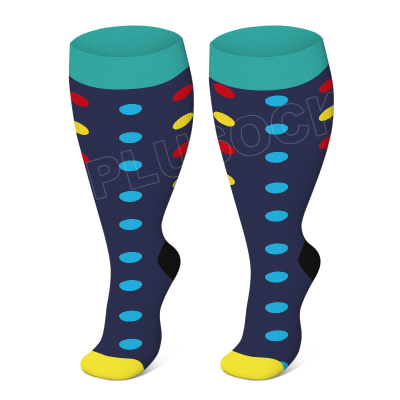 2XL-7XL Colorful Pattern Plus Size Compression Socks