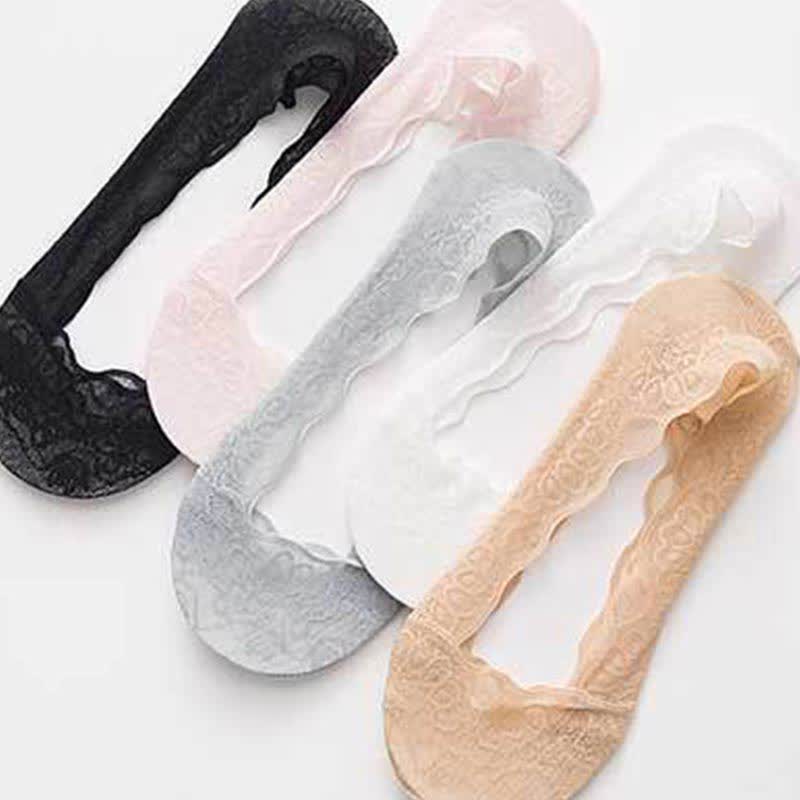 Plus Size Lace No Show Socks(5 Pairs)