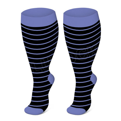 Plus Size Colorful Striped Compression Socks(3 Pairs)