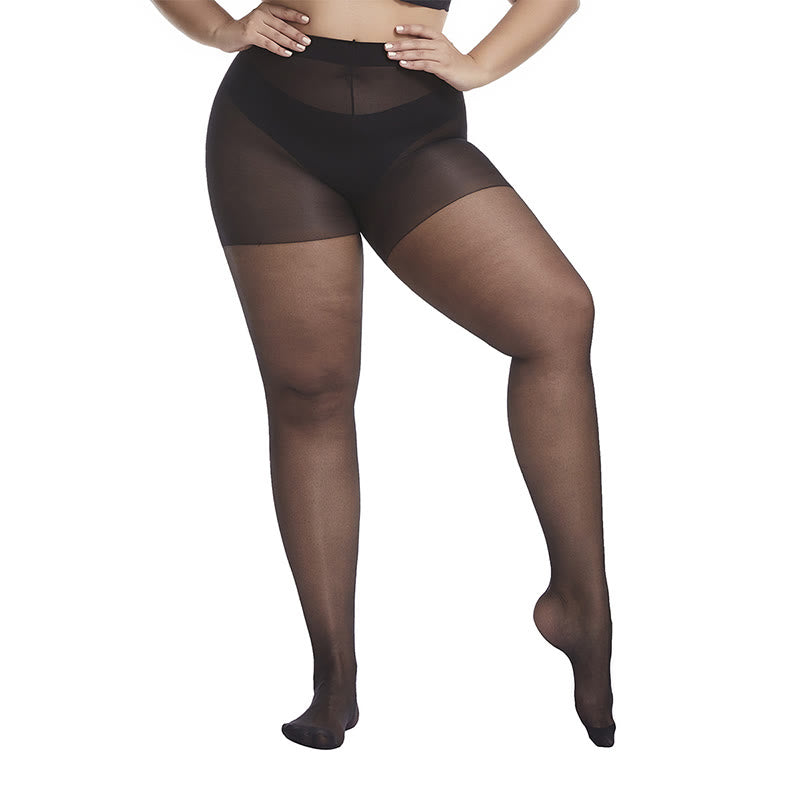 Plus Size Sheer Pantyhose High Waist Stockings(3 Pairs)