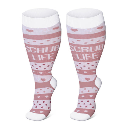 Plus Size Pink Medical Elements Compression Socks(3 Pairs)