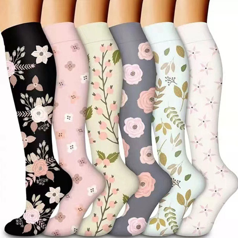 Flower Leaves Compression Socks(6 Pairs)