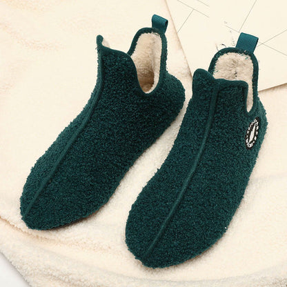 Plus Size Solid Color Plush Ankle Slipper Socks