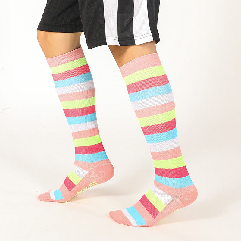 Rainbow Stripes Knee High Socks(6 Pairs)