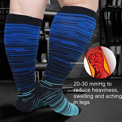 2XL-7XL Colorful Cool Lines Plus Size Compression Socks(3 Pairs)