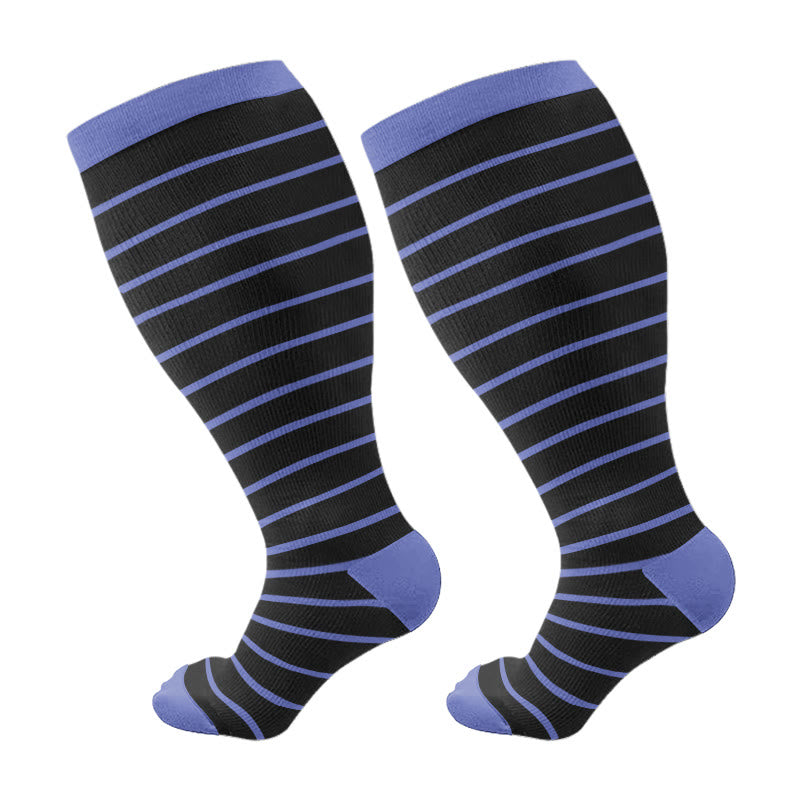 Plus Size Colorful Striped Compression Socks(3 Pairs)