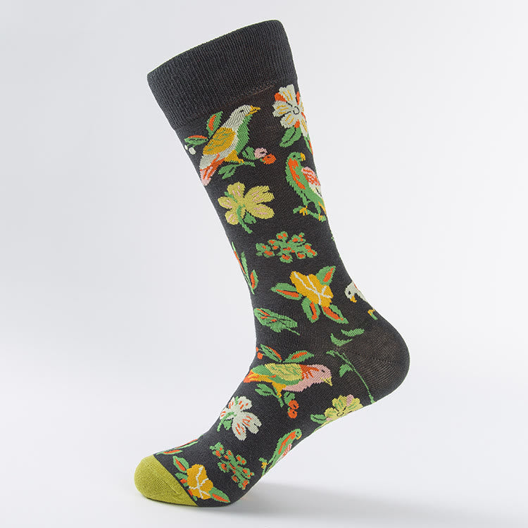 Plus Size Tulip Dove Pattern Crew Socks(6 Pairs)