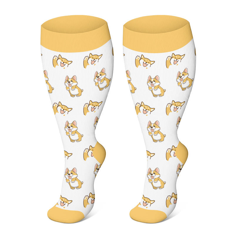 Free Today: Plus Size Cute Corgi Compression Socks