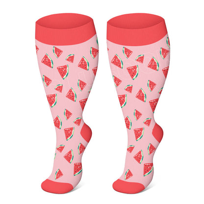 2XL-4XL Plus Size Color Pattern Compression Socks