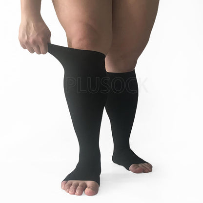 Plus Size Compression Socks Wide Calf Open Toe