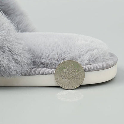 Plus Size Plush Cross Strap Slippers