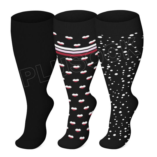 Plus Size Splicing Hearts Compression Socks(3 Pairs)