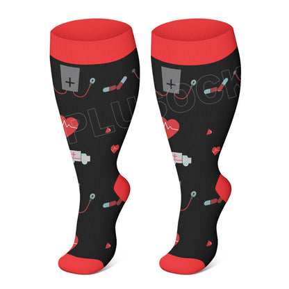 Plus Size Heart Elastic Compression Socks(3 Pairs)