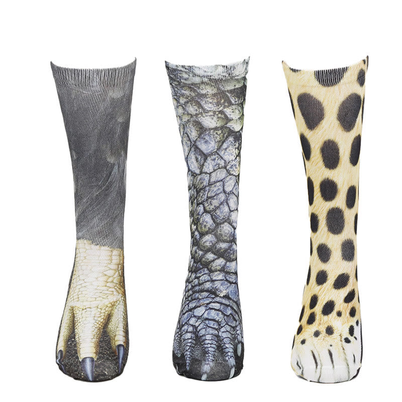 Plus Size Eagle Lizard Leopard Paws Quarter Socks(3 Pairs)