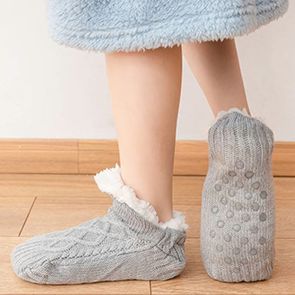 Plus Size Lamb Wool Warm Indoor Slipper Socks(2 Pairs)