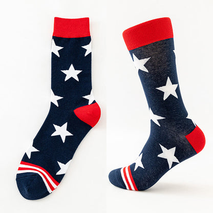 Plus Size USA Stars Stripes Crew Socks(6 Pairs)