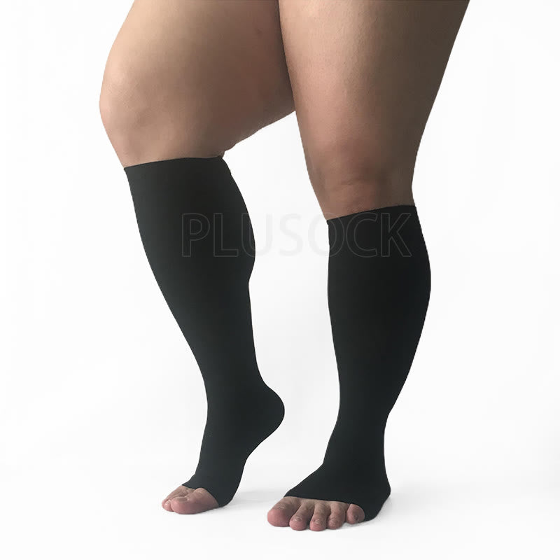 Plus Size Compression Socks Wide Calf Open Toe