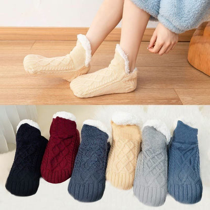 Plus Size Lamb Wool Warm Indoor Slipper Socks(2 Pairs)