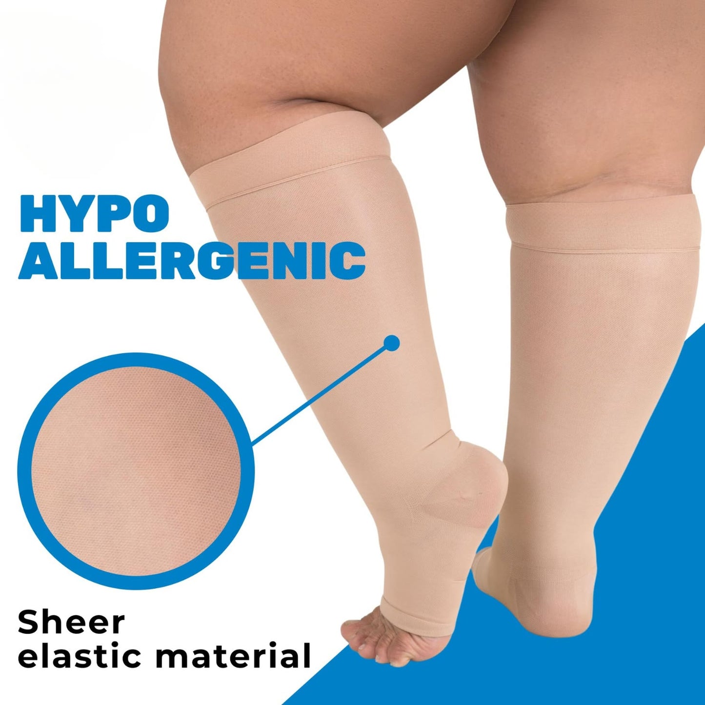 Plus Size Sheer Open Toe Compression Socks