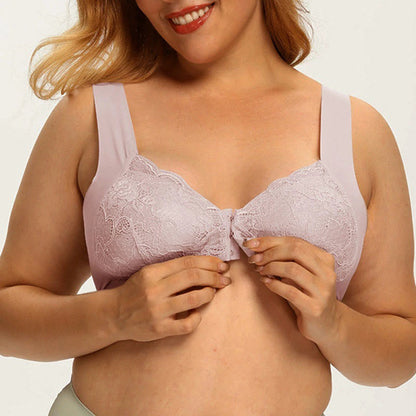 Plus Size Front Closure Lace Wireless Bras