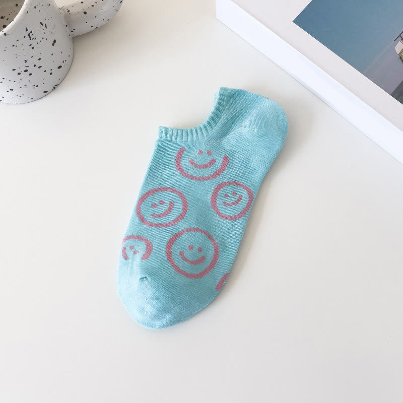 Plus Size Smiley Face No Show Socks(10 Pairs)