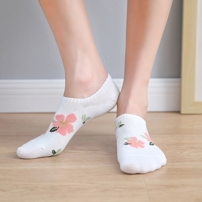 Plus Size Soft Flowers No Show Socks(10 Pairs)