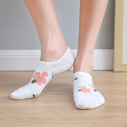 Plus Size Soft Flowers No Show Socks(10 Pairs)