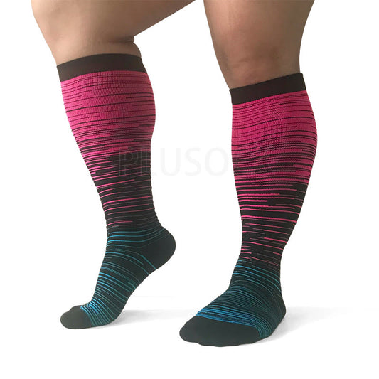 2XL-7XL Rose Red Filaments Plus Size Compression Socks(3 Pairs)